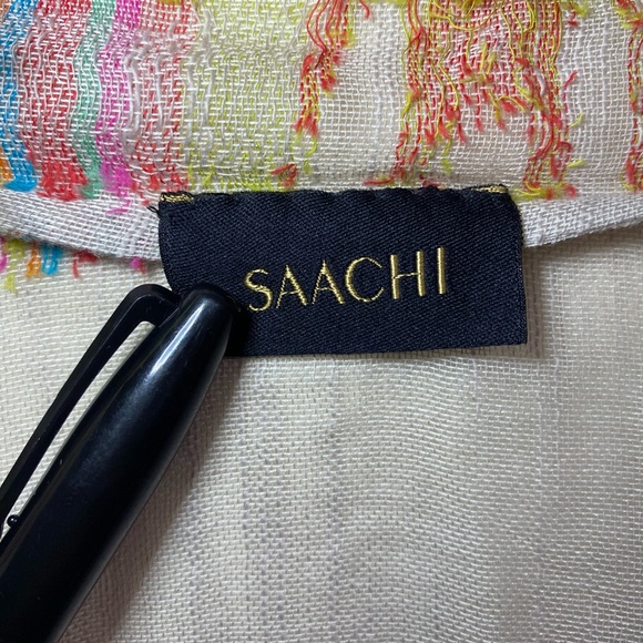 Saachi Colorful Fringe Open Front Sz S Gauzy Kimono Cover Up Festival Lagenlook - Picture 5 of 12